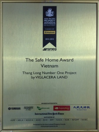 Giải thưởng “Safe Home - Ngôi nhà an toàn” cho dự án Thăng Long Number One.